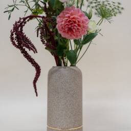 Speckled Stoneware Tapered Vase With Gold Luster Pin Stripe - thumbnail 2