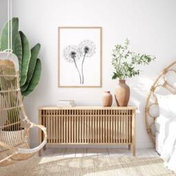 Monochrome Dandelion Seed Heads Art Print Minimalist Botanical Wall Decor Black White Nature Inspired Home Accent - thumbnail 3