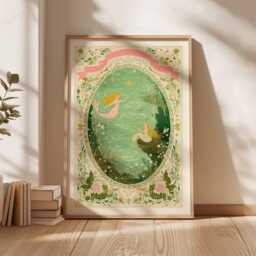 Mermaid Art Print, Fairy Tale Wall Art, Whimsical Ocean Poster, Vintage Storybook Illustration, Enchanted Nursery Decor - thumbnail 4