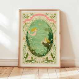 Mermaid Art Print, Fairy Tale Wall Art, Whimsical Ocean Poster, Vintage Storybook Illustration, Enchanted Nursery Decor - thumbnail 2