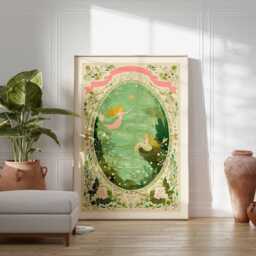 Mermaid Art Print, Fairy Tale Wall Art, Whimsical Ocean Poster, Vintage Storybook Illustration, Enchanted Nursery Decor - thumbnail 3