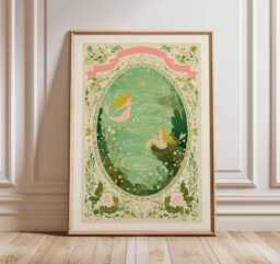 Mermaid Art Print, Fairy Tale Wall Art, Whimsical Ocean Poster, Vintage Storybook Illustration, Enchanted Nursery Decor - thumbnail 1