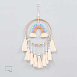 Macrame Rainbow Dreamcatcher Pastel Tassel Wall Hanging