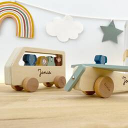 Christmas Gift For Children Wooden Airplane/Car With Name Individually Or in A Set Gift Box - thumbnail 4