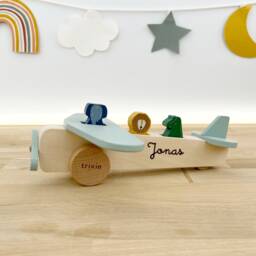 Christmas Gift For Children Wooden Airplane/Car With Name Individually Or in A Set Gift Box - thumbnail 3