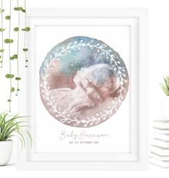 Framed Watercolour Baby Scan Print Art, Frame, Shower Gift, Ultrasound Photo, Mothers Day Gift From Bump - thumbnail 1