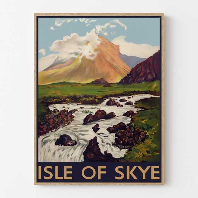 Vintage Isle Of Skye Travel Poster, Scottish Highlands Mountain Landscape Wall Art Print - image 1