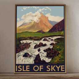 Vintage Isle Of Skye Travel Poster, Scottish Highlands Mountain Landscape Wall Art Print - thumbnail 2