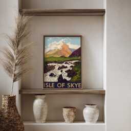 Vintage Isle Of Skye Travel Poster, Scottish Highlands Mountain Landscape Wall Art Print - thumbnail 3
