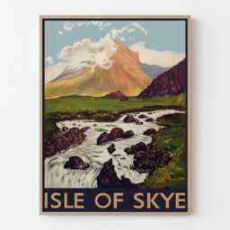 Vintage Isle Of Skye Travel Poster, Scottish Highlands Mountain Landscape Wall Art Print - thumbnail 1