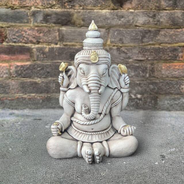 Concrete Ganesha Figurine Outdoor Stone Idol Statue For Garden Guardian Large Cement Elephant Sitting Decoration Yard Sculpture Ornament - image 1