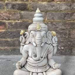 Concrete Ganesha Figurine Outdoor Stone Idol Statue For Garden Guardian Large Cement Elephant Sitting Decoration Yard Sculpture Ornament - thumbnail 3