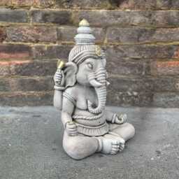 Concrete Ganesha Figurine Outdoor Stone Idol Statue For Garden Guardian Large Cement Elephant Sitting Decoration Yard Sculpture Ornament - thumbnail 2