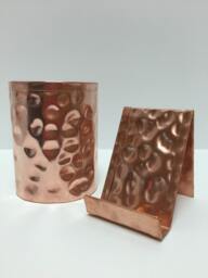 Hammered Copper Business Card Holder & Pencil Set - thumbnail 1