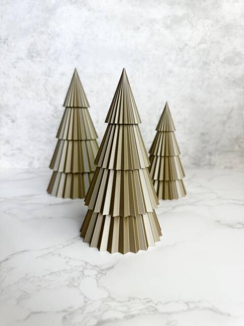 Gold 3D Printed Christmas Tree Set Stackable Tabletop Decor - image 1