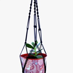 Black Macrame Plant Hanger - Plant Holder 28 Inches 3mm Hanging Planter Indoor Outdoor Gift Idea Macrame Wall Hanging - thumbnail 2