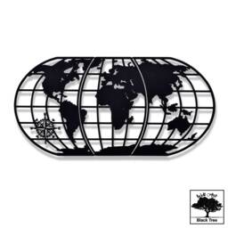 Metal World Map Wall Art, Decor, Oversize Map, Black Gift For Him, Office, School - thumbnail 1
