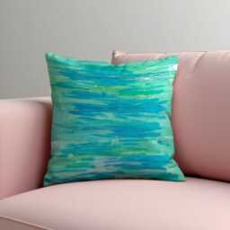 Turquoise Abstract Cushion Cover, Modern Brush Stroke Pillow Case, Soft Decorative Throw Case - thumbnail 4