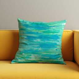 Turquoise Abstract Cushion Cover, Modern Brush Stroke Pillow Case, Soft Decorative Throw Case - thumbnail 3