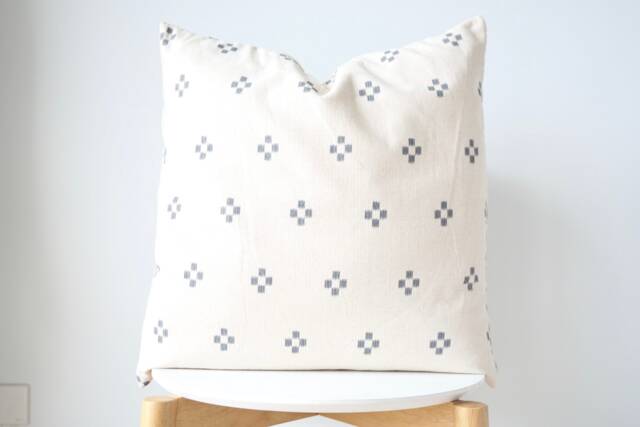 Gray Tribal Hemp Hand Woven Natural Dye Color Hmong Lumbar Pillow Cover - image 1