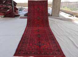 3x10 Afghan Runner Rug, Tribal Khal Mohammedi Antique Pattern Handmade Wool Red Oriental Turkmen Bukhara Kitchen - thumbnail 1