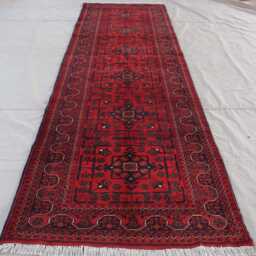 3x10 Afghan Runner Rug, Tribal Khal Mohammedi Antique Pattern Handmade Wool Red Oriental Turkmen Bukhara Kitchen - thumbnail 3