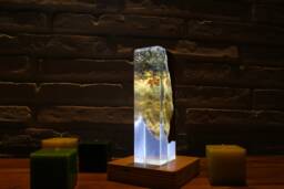 Olive Wood Resin Lamp Fosforic White Led Light, Bedroom Decor - thumbnail 1