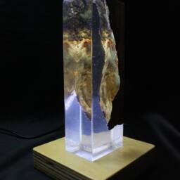Olive Wood Resin Lamp Fosforic White Led Light, Bedroom Decor - thumbnail 3
