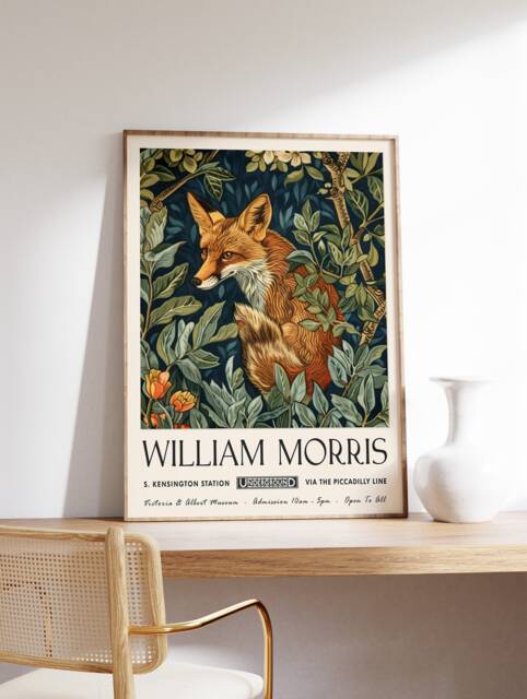 William Morris Print, Exhibition Poster, Kew Gardens London Vintage Wall Art, Fox Art - image 1