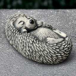 Concrete Hedgehog Statue Stone Figurine Outdoor Animal Sculpture Cement Wildlife Ornament Handmade Front Door Decor - thumbnail 1