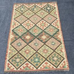 3'5x5 Kilim Rug - Afghan Handmade Area Living Room Office Flatweave Wool Oushak 100x145cm - thumbnail 2