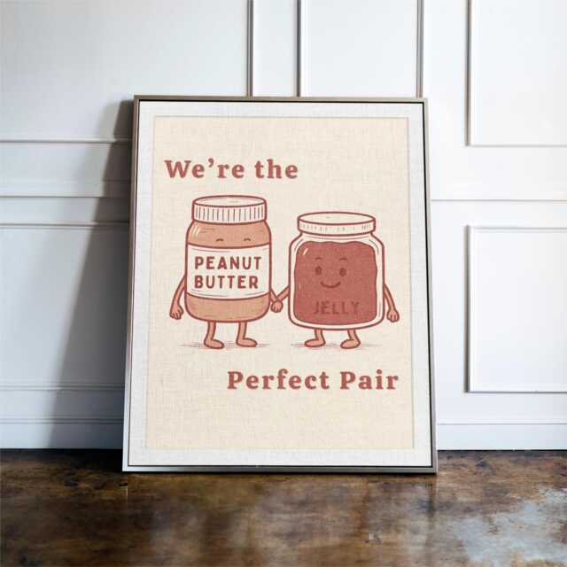 Peanut Butter & Jelly Kitchen Print, Funny Food Wall Art, Pb&j Poster, Retro Decor, Foodie Gift - image 1