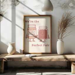 Peanut Butter & Jelly Kitchen Print, Funny Food Wall Art, Pb&j Poster, Retro Decor, Foodie Gift - thumbnail 2