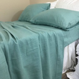 Moss Green Linen Bed Sheets Set, Bedding, Medium Weight Linen, Top Sheet, Fitted Pillow Cases Twin, Queen, King Or Custom Size - thumbnail 4
