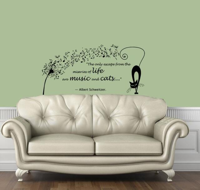 Wall Decals Quote Albert Schweitzer Dandelion Cat Music Notes Home Vinyl Decal Sticker Kids Nursery Baby Room Decor V77 - image 1