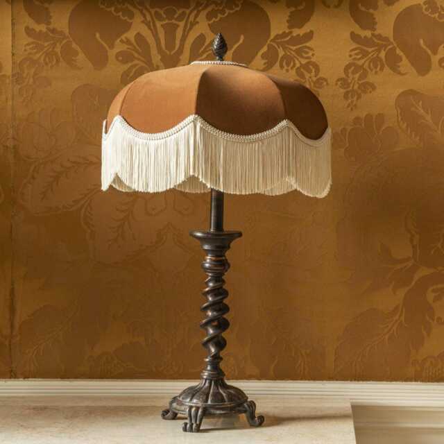 Brown Velvet Fringed Lampshade Art Deco Style, Handmade in England - image 1