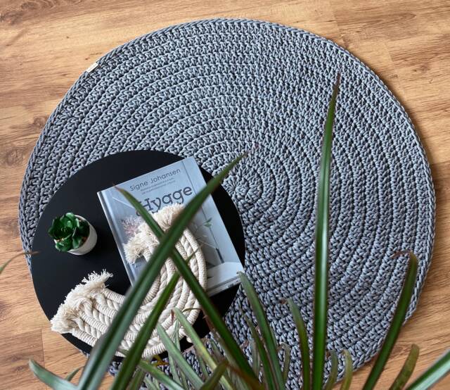 Handmade Crochet Round Rug Braided Cotton Scandinavian Style - image 1
