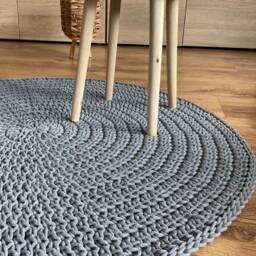 Handmade Crochet Round Rug Braided Cotton Scandinavian Style - thumbnail 3