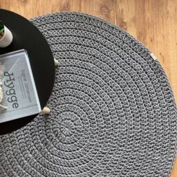 Handmade Crochet Round Rug Braided Cotton Scandinavian Style - thumbnail 2