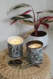 Hand-Painted Soy Candle Artisan Floral Vessel, Essential Oils - 10Oz, 40-60 Hour Burn - thumbnail 1