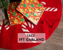 Candy Cane Designs Wool Hand Felted Red Tree Skirt For Christmas Decorations Fair Trade & Ethically Made