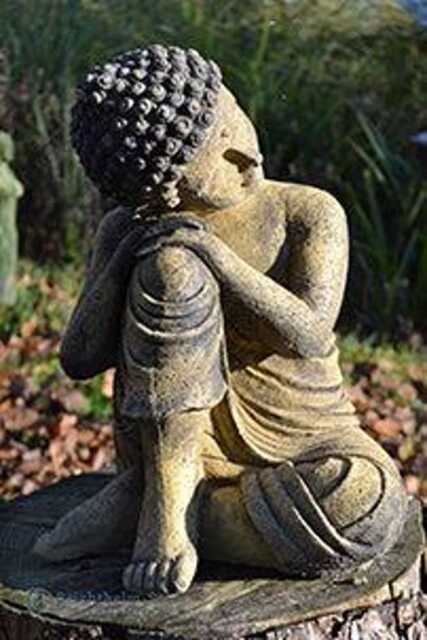 Thinking Buddha Statue Stone Home Or Garden Ornament 33cm/13 - image 1