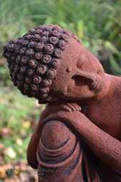 Thinking Buddha Statue Stone Home Or Garden Ornament 33cm/13 - thumbnail 2