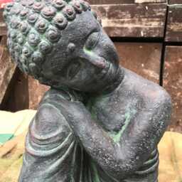 Thinking Buddha Statue Stone Home Or Garden Ornament 33cm/13 - thumbnail 3