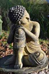 Thinking Buddha Statue Stone Home Or Garden Ornament 33cm/13 - thumbnail 1