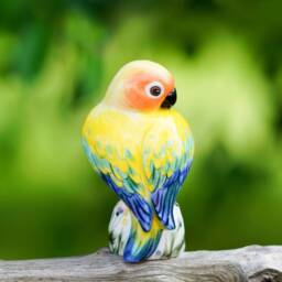 Porcelain Sun Conure Figurine, Ceramic Parrot Decoration, Gifts For Lover - thumbnail 3