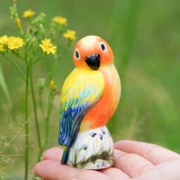Porcelain Sun Conure Figurine, Ceramic Parrot Decoration, Gifts For Lover - thumbnail 2