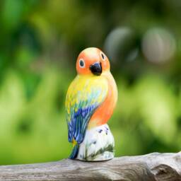 Porcelain Sun Conure Figurine, Ceramic Parrot Decoration, Gifts For Lover - thumbnail 4