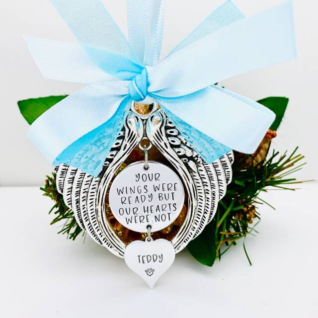 Personalised Memorial Ornament, Pet Loss Gift, Your Wings Were Ready Christmas Decoration, Dog Remembrance Cat Bauble Name - image 1