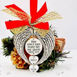 Personalised Memorial Ornament, Pet Loss Gift, Your Wings Were Ready Christmas Decoration, Dog Remembrance Cat Bauble Name - thumbnail 3
